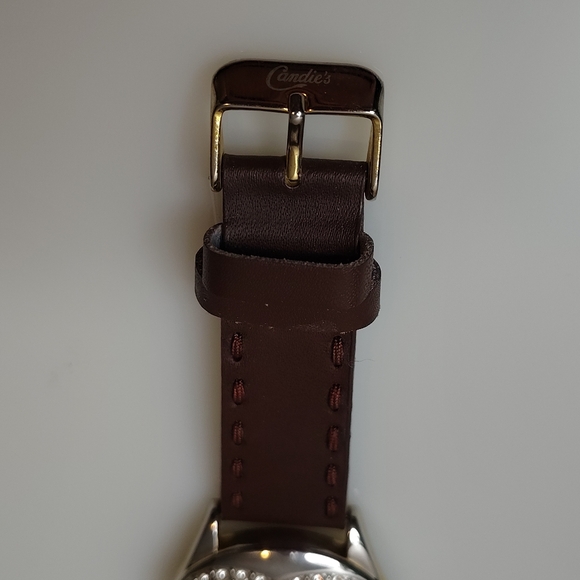 Candie\'s Pink Heart Watch with Rhinestones and Brown Strap main image 4